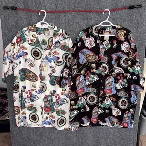 Vintage Island Collection White Black Las Vegas Hawaiian Shirt sz XXXL